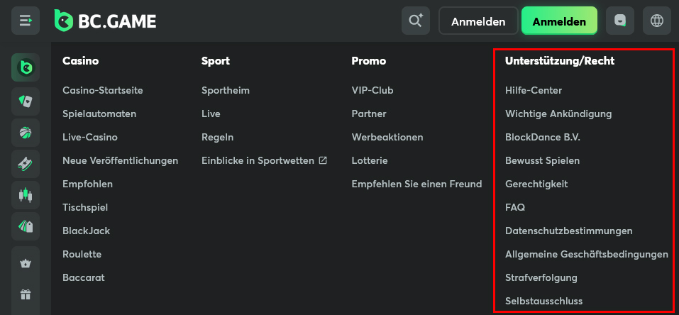 BC Game AGB und Datenschutz