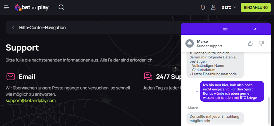 Screenshot unseres Chats mit einem Mitarbeiter des Kundendiensts.