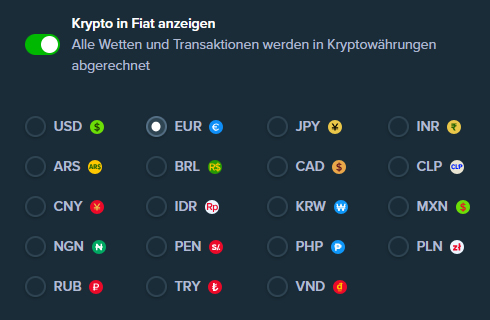 Wallet Einstellungen Stake